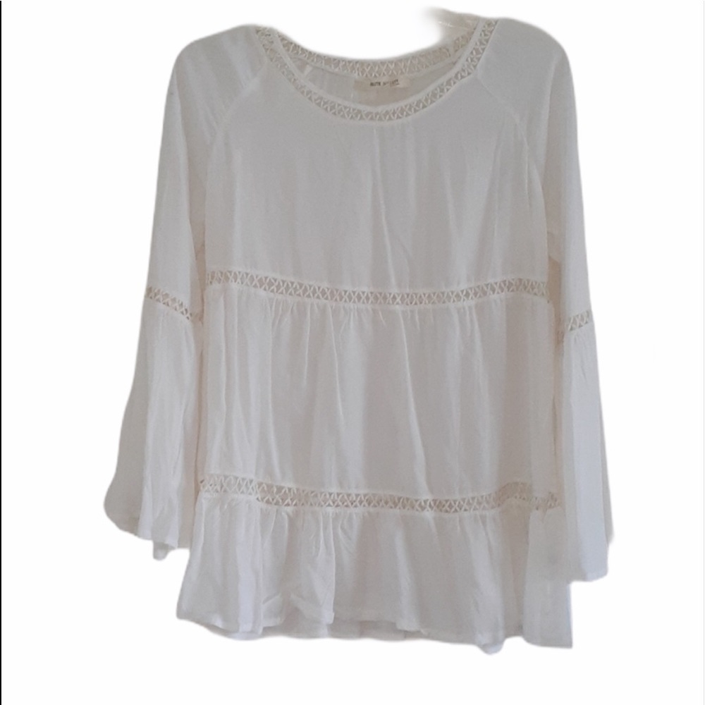 Haute Society Boho White Tunic W Bell Sleeves S